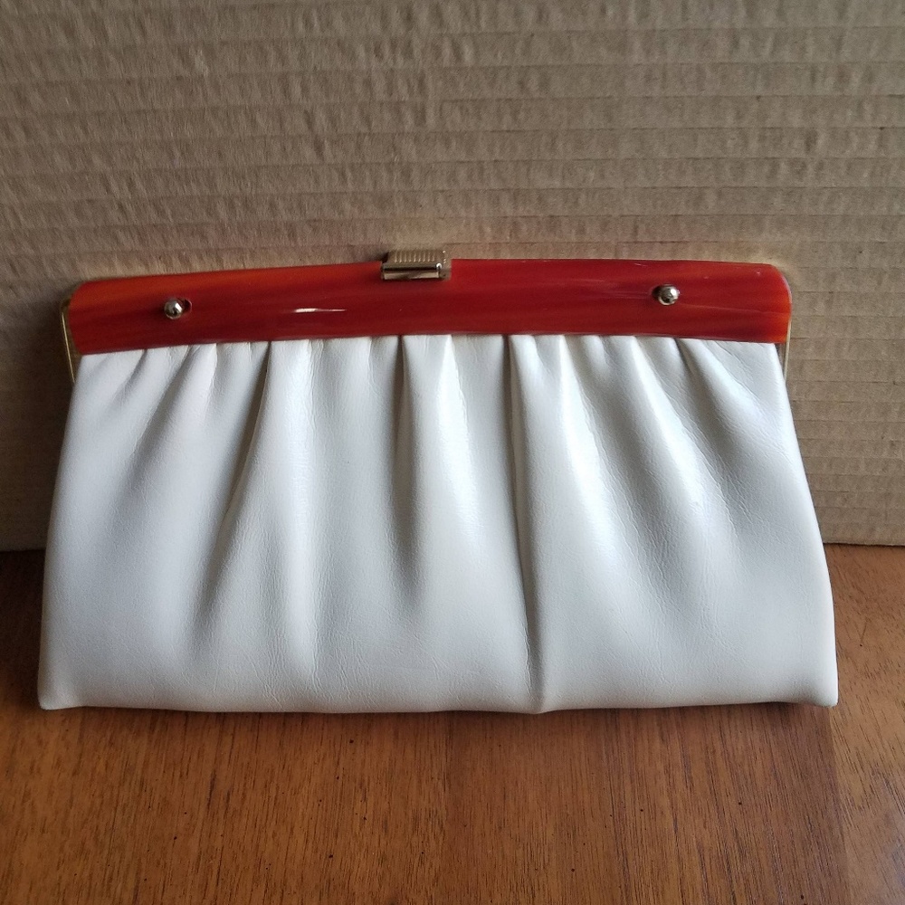 Vintage Cream and Lucite Clutch or Crossbody Bag
